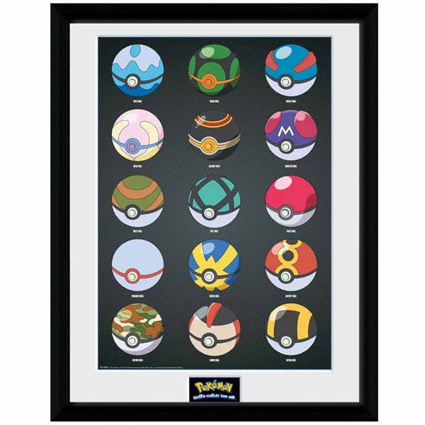 Zarámovaný plakát Pokeballs (Pokémon)