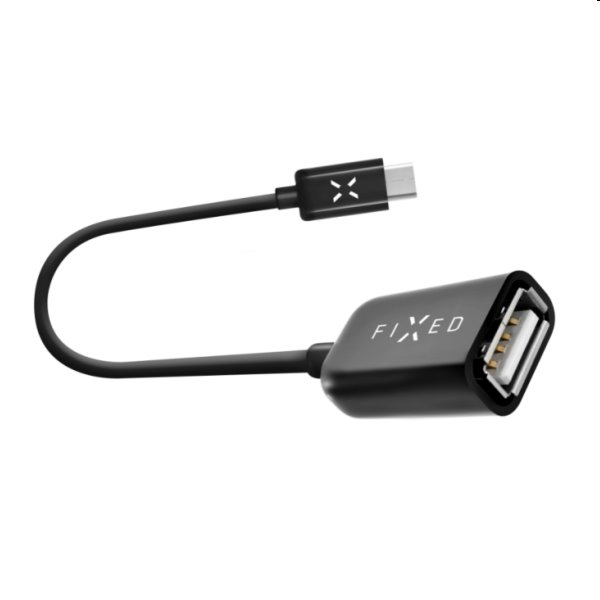 FIXED OTG dátový kábel micro USB / USB-C 0.2 m, černý