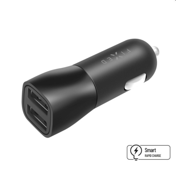 FIXED Autonabíječka Smart Rapid Charge 2x USB, 15 W, černá