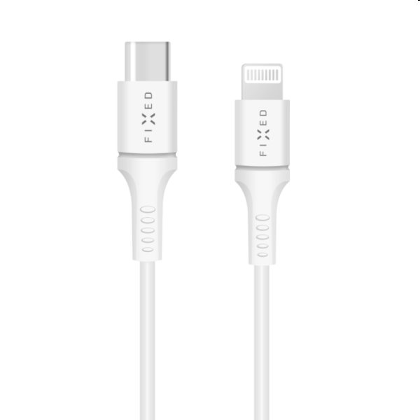 FIXED Datový a nabíjecí kabel USB-C/Lightning MFI, PD, 60 W, 1 m, bílý