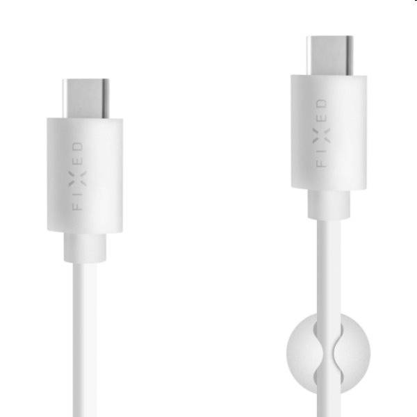 FIXED Datový a nabíjecí kabel USB-C/USB-C, PD, USB 2.0, 60 W, 1 m, bílý