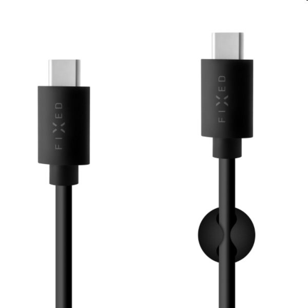 FIXED Datový a nabíjecí kabel USB-C/USB-C, PD, USB 2.0, 60 W, 1 m, černý