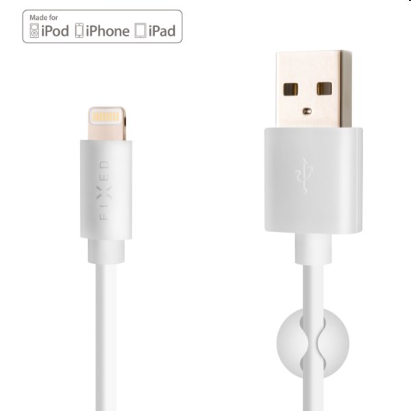 FIXED Datový a nabíjecí kabel USB/Lightning MFI, 12 W, 1 m, bílý