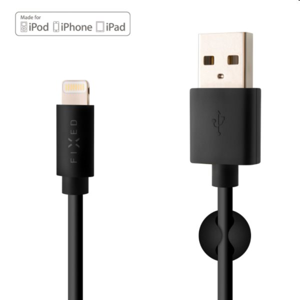 FIXED Dátový a nabíjací kábel USB/Lightning MFI, 12 W, 1 m, černý