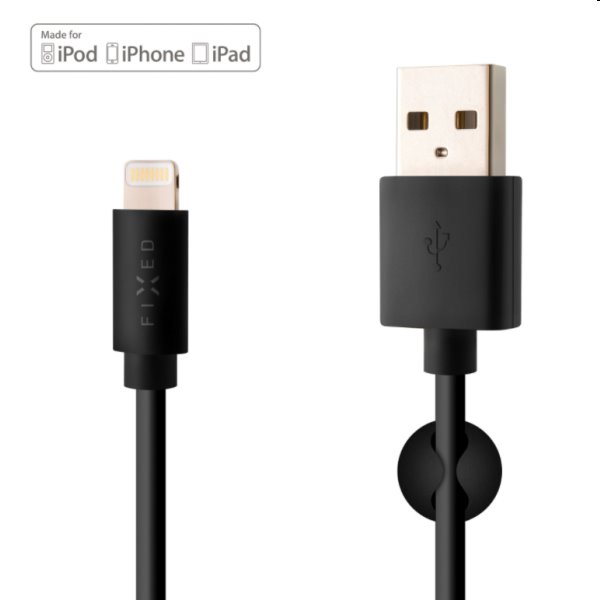 FIXED Dátový a nabíjací kábel USB/Lightning MFI, 12 W, 1 m, černý FIXED Dátový a nabíjací kábel USB/Lightning MFI, 12 W, 1 m, černý