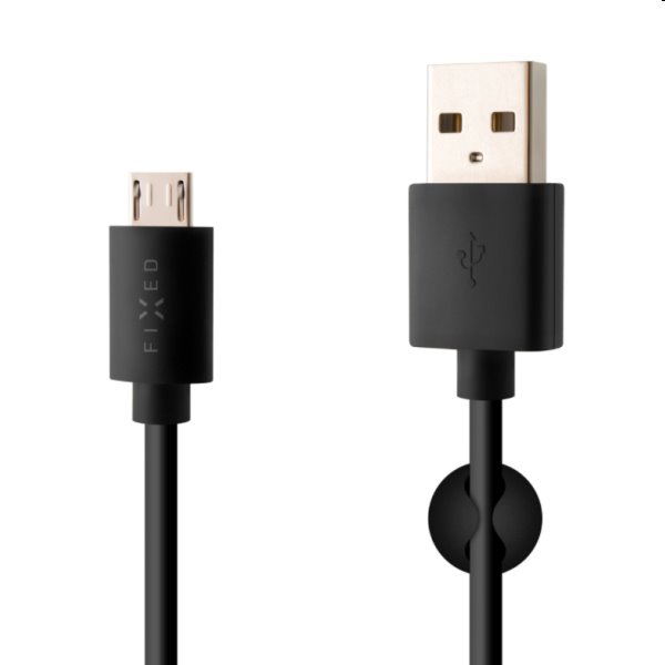 FIXED Datový a nabíjecí kabel USB/micro USB, 12 W, 1 m, černý