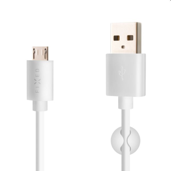 FIXED Datový a nabíjecí kabel USB/micro USB, 20 W, 2 m, bílý