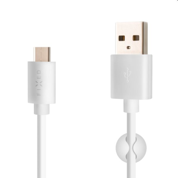 FIXED Datový a nabíjecí kabel USB/USB-C, USB 2.0, 60 W, 2 m, bílý