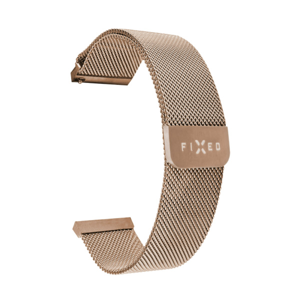 FIXED Mesh Nerezový řemínek pro Smart Watch 22 mm, zlato-růžový