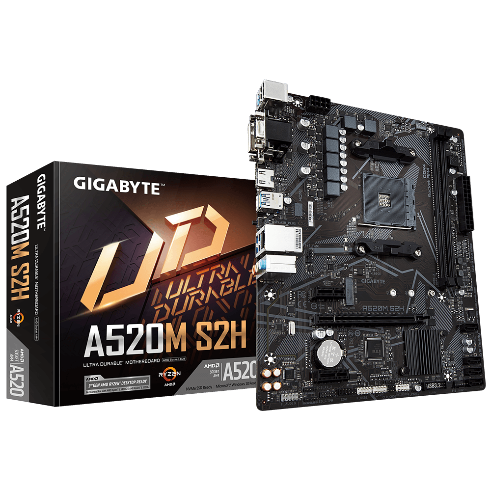Gigabyte A520M S2H, AMD A520, AM4, 2xDDR4, 1xD-Sub, mATX Gigabyte A520M S2H, AMD A520, AM4, 2xDDR4, 1xD-Sub, mATX