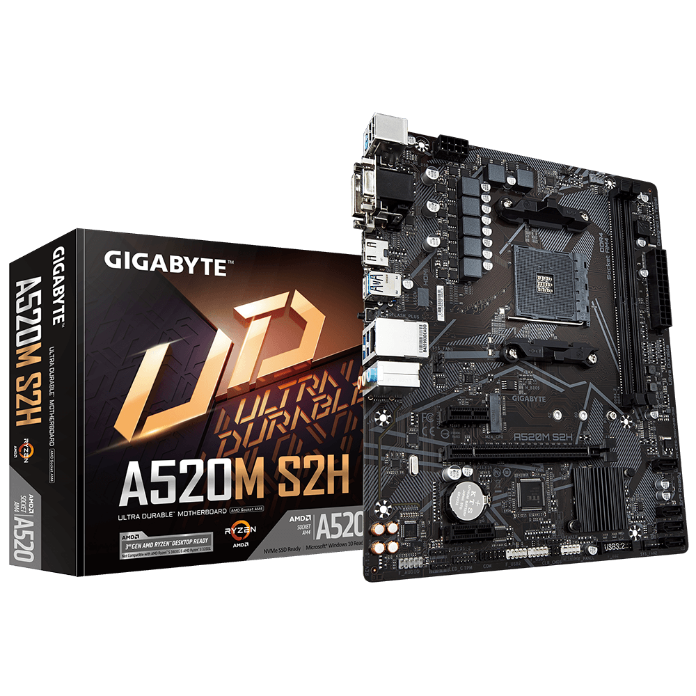 Gigabyte A520M S2H, AMD A520, AM4, 2xDDR4, 1xD-Sub, mATX