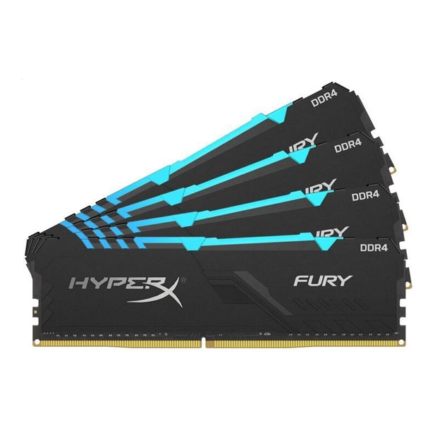 Kingston HyperX Fury, DDR4, DIMM, 3600 MHz, 32 GB (4x 8 GB kit), CL17, RGB, černá