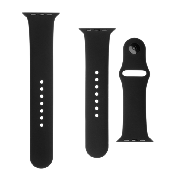FIXED Set silikonových řemínků pro Apple Watch 42/44/45 mm, černý