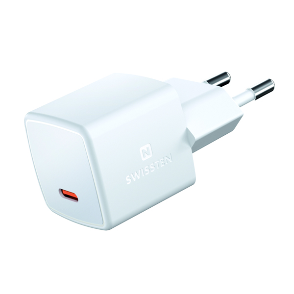Mini Adaptér Swissten GaN USB-C 25W POWER DELIVERY, bílý Mini Adaptér Swissten GaN USB-C 25W POWER DELIVERY, bílý