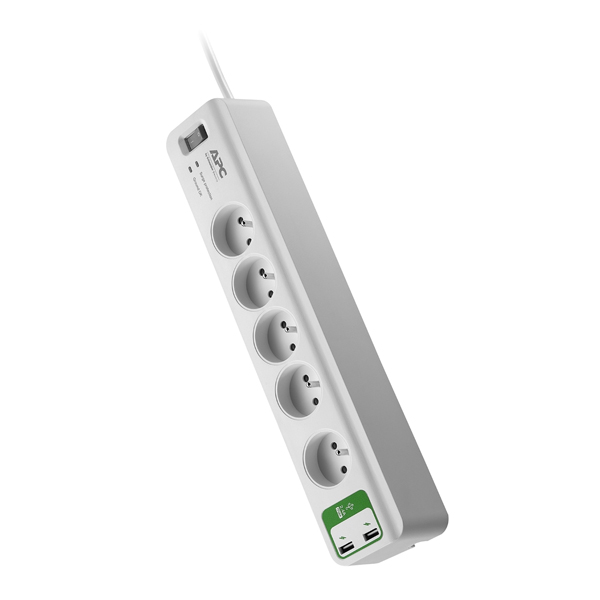 APC Essential SurgeArrest přepěťová ochrana 5 zás. 230V, 2 porty na USB nabíjení, ,,8m přívodní kabel