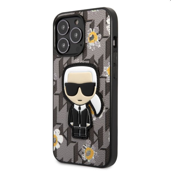 Pouzdro Karl Lagerfeld Ikonik Flower pro Apple iPhone 13 Pro, šedé