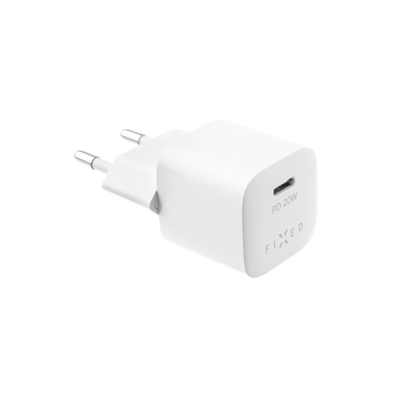 FIXED Mini charger with USB-C output and PD support, 20W, white FIXED Mini charger with USB-C output and PD support, 20W, white