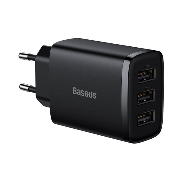Baseus Compact Charger 3U 17W, black Baseus Compact Charger 3U 17W, black