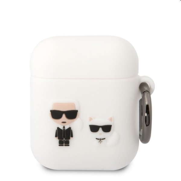Karl Lagerfeld and Choupette silikonový obal pro Apple Airpods 1/2, bílý