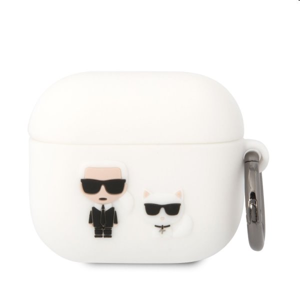 Karl Lagerfeld and Choupette silikonový obal pro Apple Airpods 3, bílý Karl Lagerfeld and Choupette silikonový obal pro Apple Airpods 3, bílý