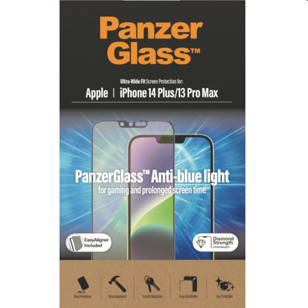Ochranné sklo PanzerGlass Anti-Bluelight AB pro Apple iPhone 14 Plus/13 Pro Max, černé