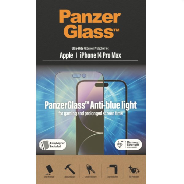 Ochranné sklo PanzerGlass Anti-Bluelight AB pro Apple iPhone 14 Pro Max, černé