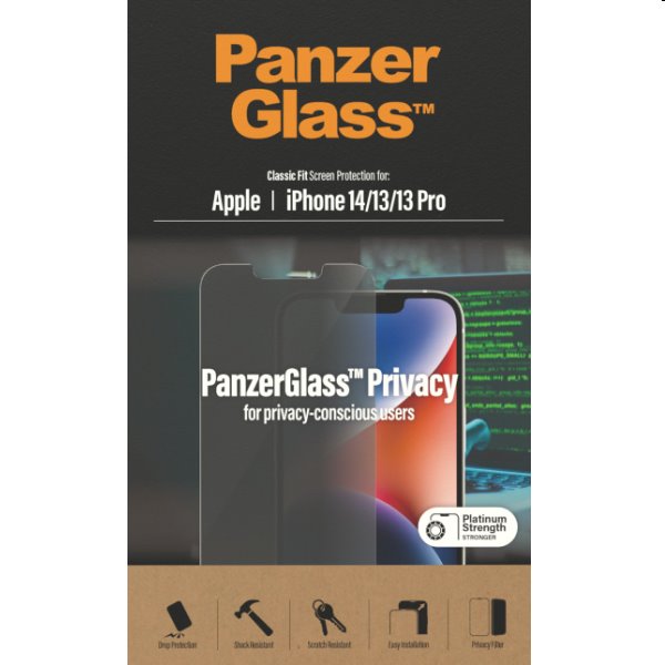 Ochranné sklo PanzerGlass Privacy AB pro Apple iPhone 14/13/13 Pro, černé