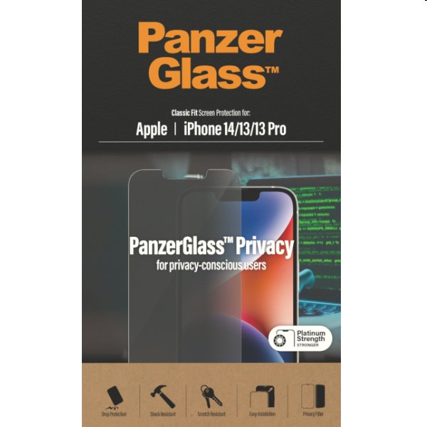 Ochranné sklo PanzerGlass Privacy AB pro Apple iPhone 14/13/13 Pro, černé Ochranné sklo PanzerGlass Privacy AB pro Apple iPhone 14/13/13 Pro, černé