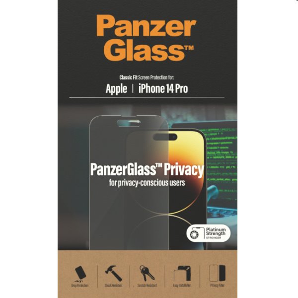 Ochranné sklo PanzerGlass Privacy AB pro Apple iPhone 14 Pro, černé Ochranné sklo PanzerGlass Privacy AB pro Apple iPhone 14 Pro, černé