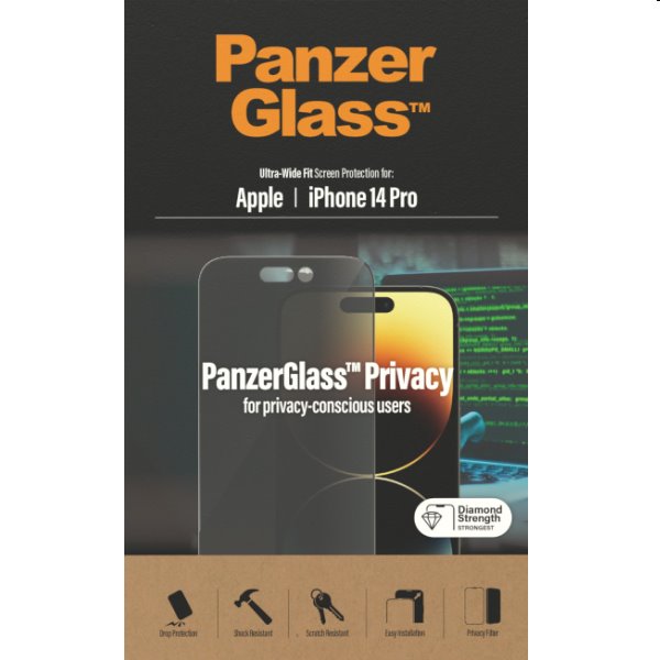 Ochranné sklo PanzerGlass UWF Privacy AB pro Apple iPhone 14 Pro, černé