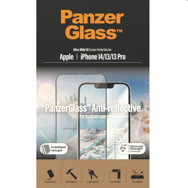Ochranné sklo PanzerGlass UWF Anti-Reflective AB pro Apple iPhone 14/13/13 Pro, černé