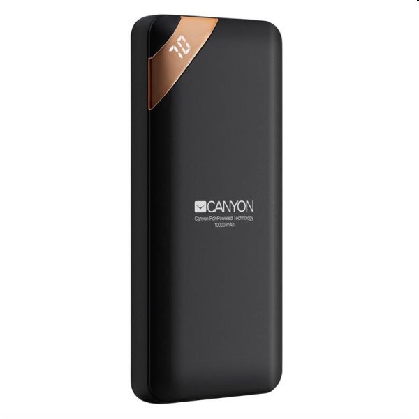 Powerbank Canyon s digitálním displejem USB-C 10000 mAh, černá Powerbank Canyon s digitálním displejem USB-C 10000 mAh, černá