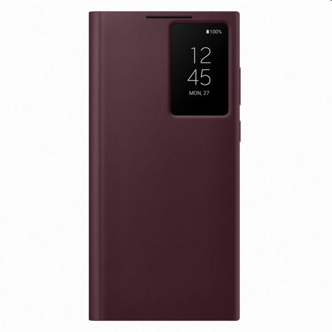 Pouzdro Clear View Cover pro Samsung Galaxy S22 Ultra, burgundy