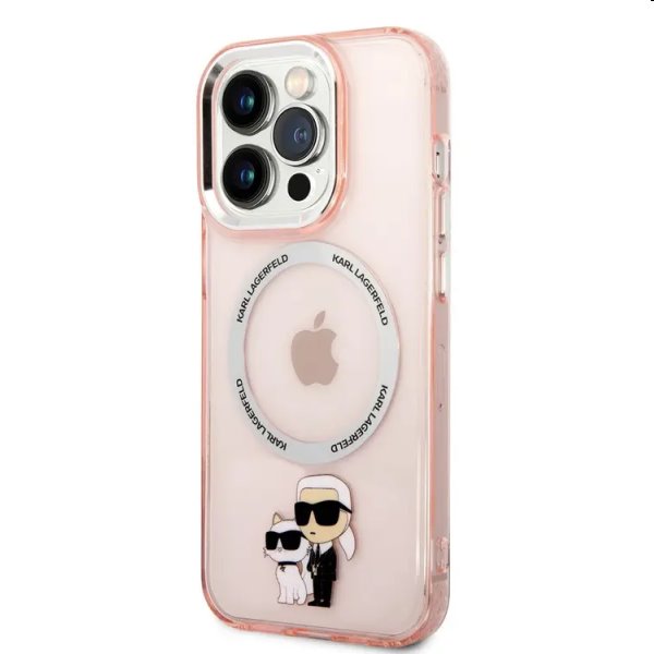 Pouzdro Karl Lagerfeld MagSafe IML Karl and Choupette NFT pro Apple iPhone 14 Pro, růžová