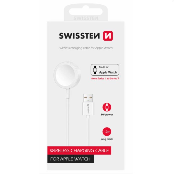 Swissten Nabíjecí magnetický kabel poe Apple Watch USB-A 1,2 m, bílý