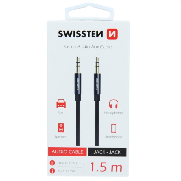 Audio adaptér Swissten Jack/Jack 1.5m, černý