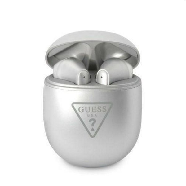 Guess True Wireless Triangle Logo Stereo Earphones, stříbrné