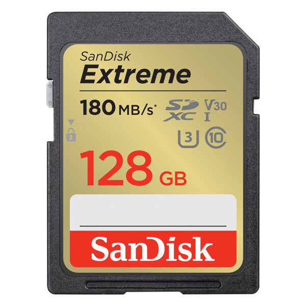 SanDisk Extreme SDXC 128 GB 180 MB/s V30 UHS-I U3