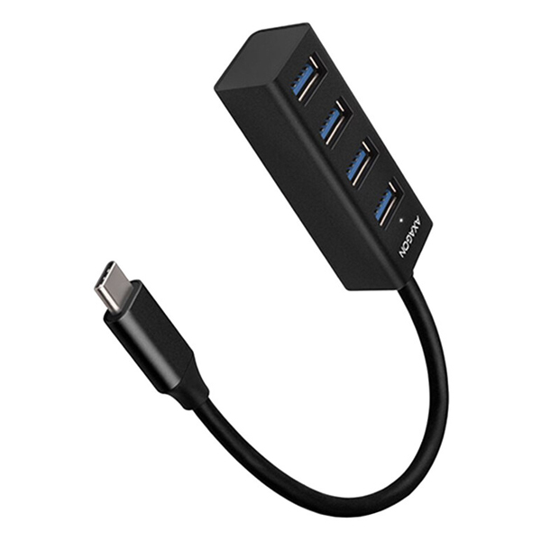 AXAGON HUE-M1C 4x USB3.2 Gen 1 MINI hub, metal, 20 cm USB-C kabel