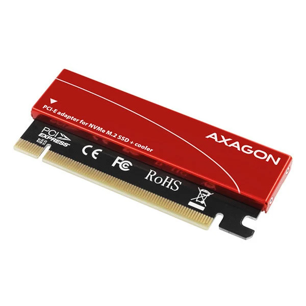 AXAGON PCEM2-S PCI-E 3.0 16x - M.2 SSD NVM, 80 mm SSD, nízký profil, chladič