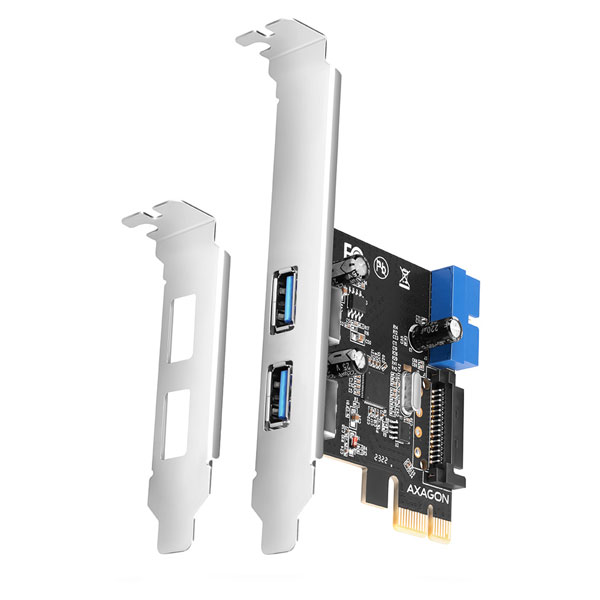 AXAGON PCEU-232VLS PCIe řadič 2+2x USB3.0 UASP VIA + LP, 15-pin SATA napájení