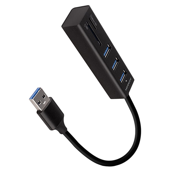 AXAGON HMA-CR3A 3x USB-A + SD/microSD, USB3.2 Gen 1 hub, metal, 20 cm USB-A kabel