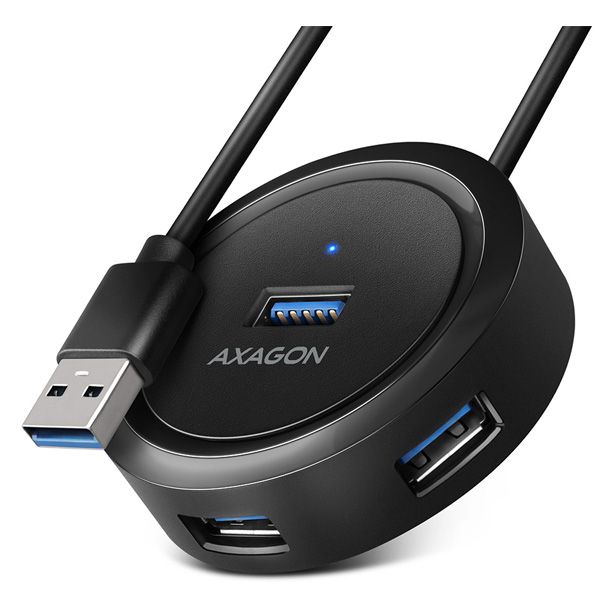 AXAGON HUE-P1A 4x USB3.2 Gen 1 ROUND hub, micro USB power IN, 30 cm USB-A kabel