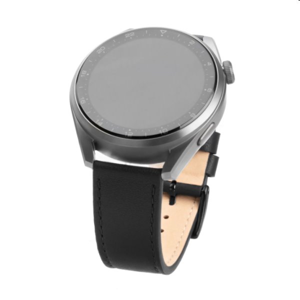 FIXED Kožený řemínek s Quick Release o šířce 20 mm pro smartwatch, černý