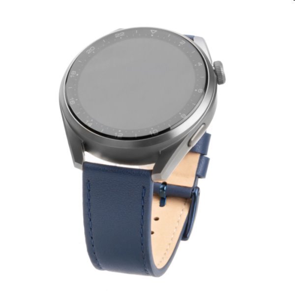FIXED Kožený řemínek s Quick Release o šířce 20 mm pro smartwatch, modrý