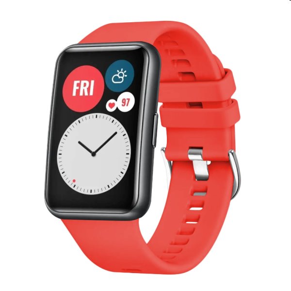 FIXED Silikonový řemínek pro Huawei Watch FIT, červený