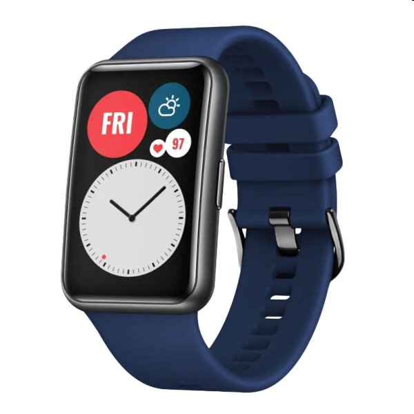 FIXED Silikonový řemínek pro Huawei Watch FIT, modrý