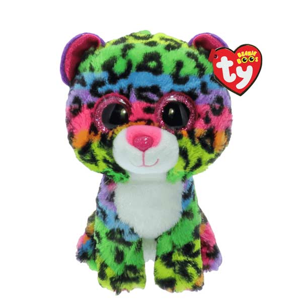 TY Plyšový vícebarevný leopard, Dotty 15 cm