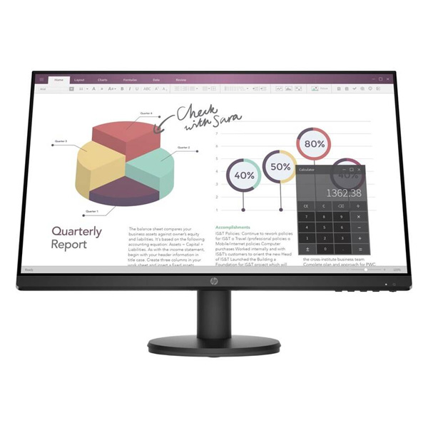 Monitor HP P24v G4 23,8" IPS FHD 1920x1080 16:9 80Hz 1000:1 250cd 5ms VGA/HDMI, černý