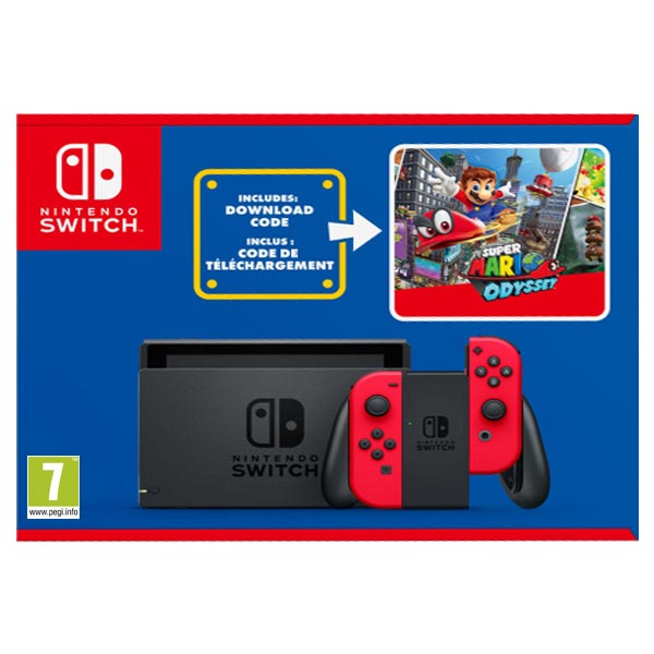Levně Nintendo Switch Red + Super Mario Odyssey